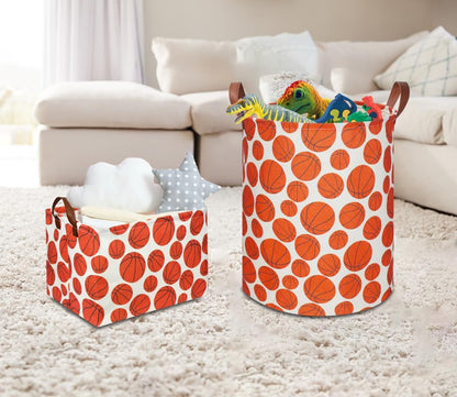 Large Round Canvas Linen Laundry Hamper,Waterproof Storage Bin for Books/Clothes, Laundry Basket, Gift Basket(Eucalyptus leaves)