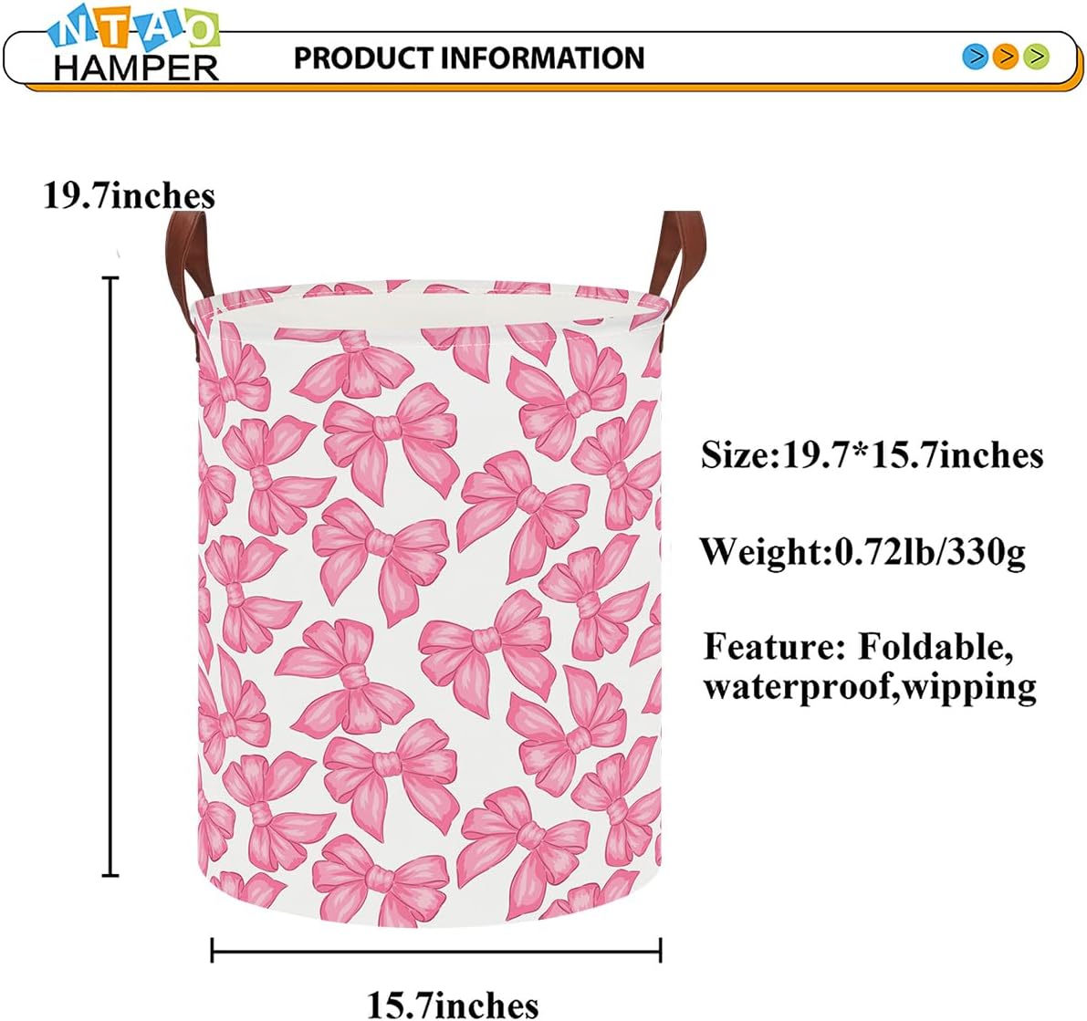 Large Round Canvas Linen Laundry Hamper,Waterproof Storage Bin for Books/Clothes, Laundry Basket, Gift Basket(Eucalyptus leaves)
