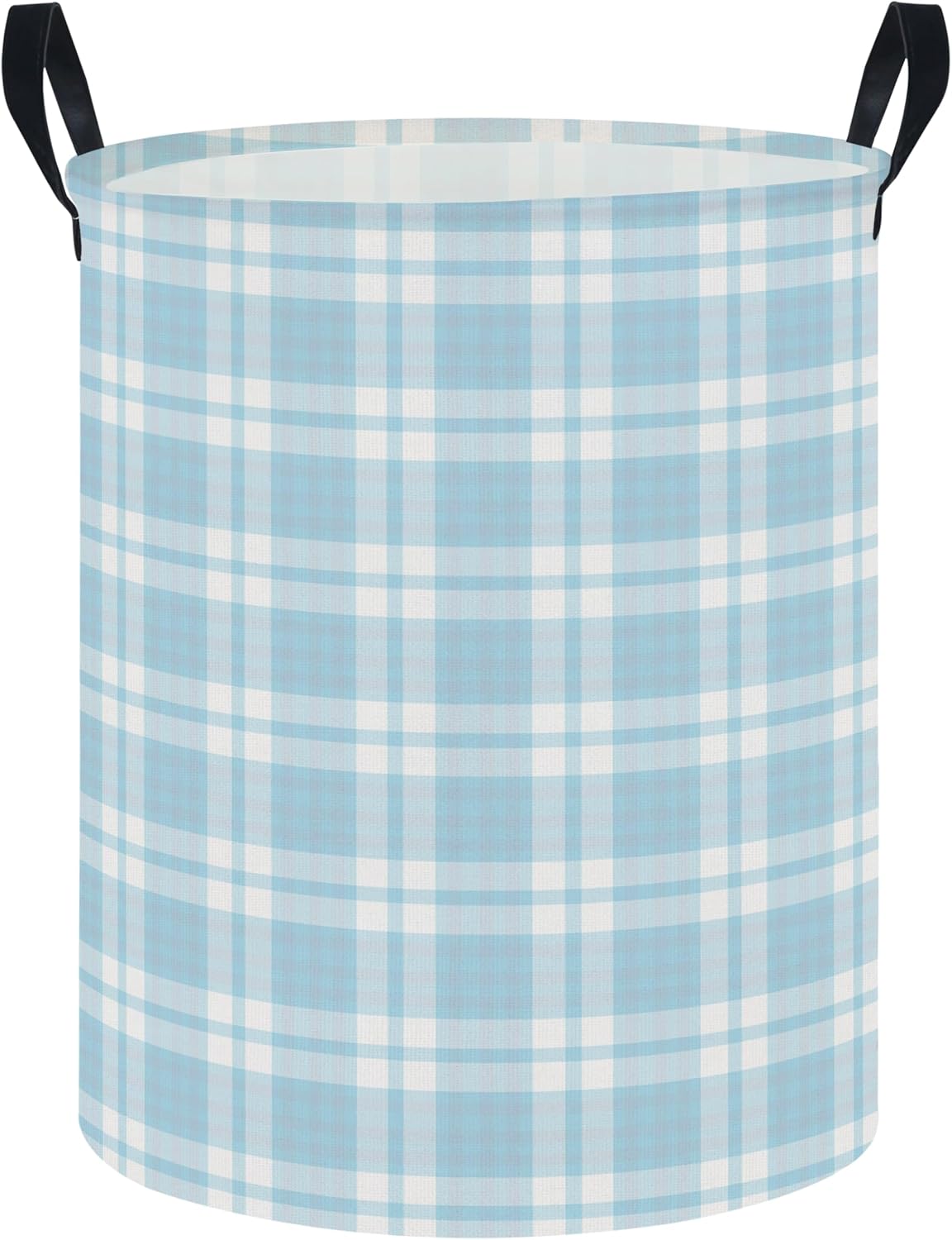 Large Round Canvas Linen Laundry Hamper,Waterproof Storage Bin for Books/Clothes, Laundry Basket, Gift Basket(Eucalyptus leaves)