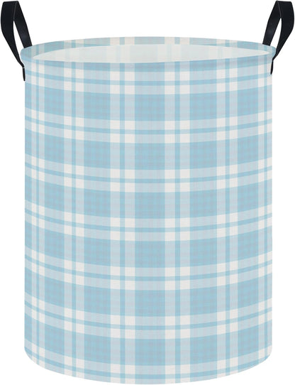 Large Round Canvas Linen Laundry Hamper,Waterproof Storage Bin for Books/Clothes, Laundry Basket, Gift Basket(Eucalyptus leaves)