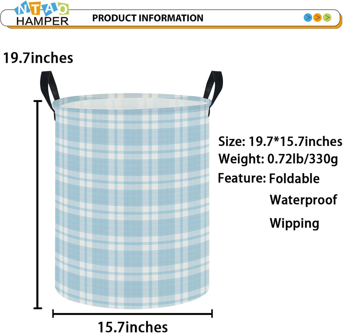 Large Round Canvas Linen Laundry Hamper,Waterproof Storage Bin for Books/Clothes, Laundry Basket, Gift Basket(Eucalyptus leaves)