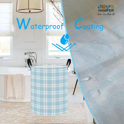 Large Round Canvas Linen Laundry Hamper,Waterproof Storage Bin for Books/Clothes, Laundry Basket, Gift Basket(Eucalyptus leaves)