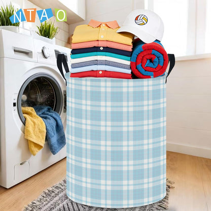 Large Round Canvas Linen Laundry Hamper,Waterproof Storage Bin for Books/Clothes, Laundry Basket, Gift Basket(Eucalyptus leaves)