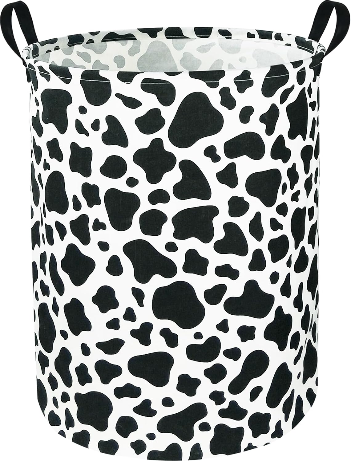 Large Round Canvas Linen Laundry Hamper,Waterproof Storage Bin for Books/Clothes, Laundry Basket, Gift Basket(Eucalyptus leaves)