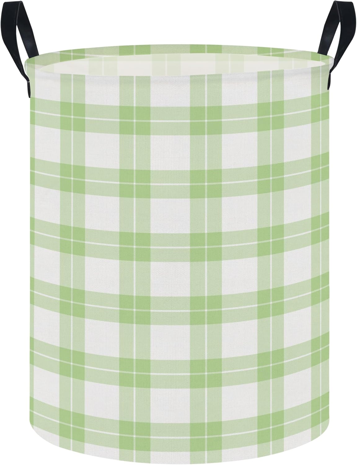 Large Round Canvas Linen Laundry Hamper,Waterproof Storage Bin for Books/Clothes, Laundry Basket, Gift Basket(Eucalyptus leaves)