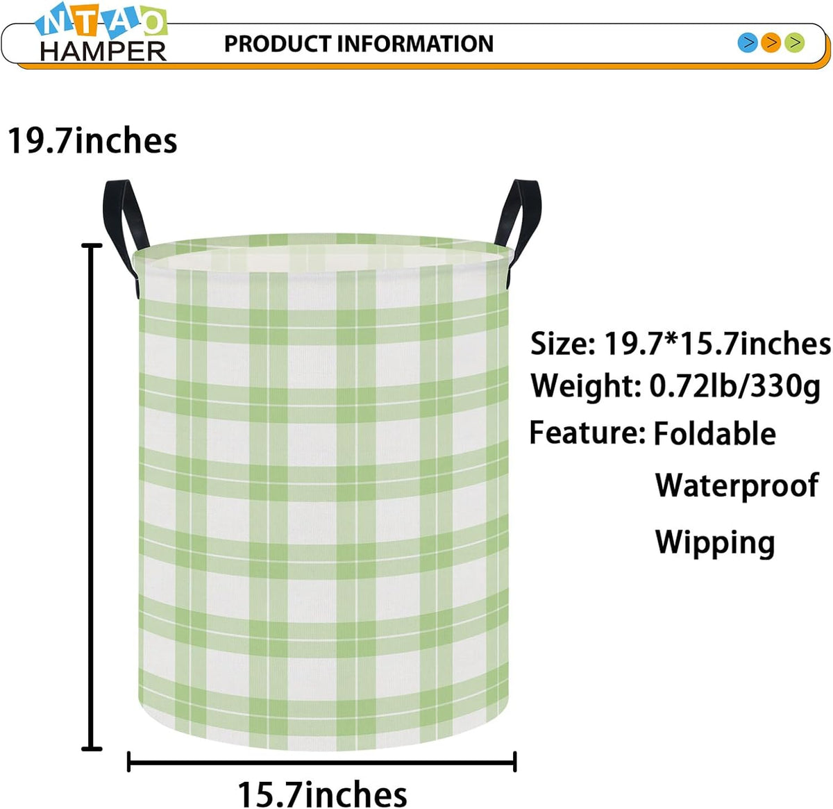 Large Round Canvas Linen Laundry Hamper,Waterproof Storage Bin for Books/Clothes, Laundry Basket, Gift Basket(Eucalyptus leaves)