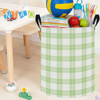 Large Round Canvas Linen Laundry Hamper,Waterproof Storage Bin for Books/Clothes, Laundry Basket, Gift Basket(Eucalyptus leaves)