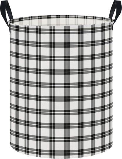 Large Round Canvas Linen Laundry Hamper,Waterproof Storage Bin for Books/Clothes, Laundry Basket, Gift Basket(Eucalyptus leaves)