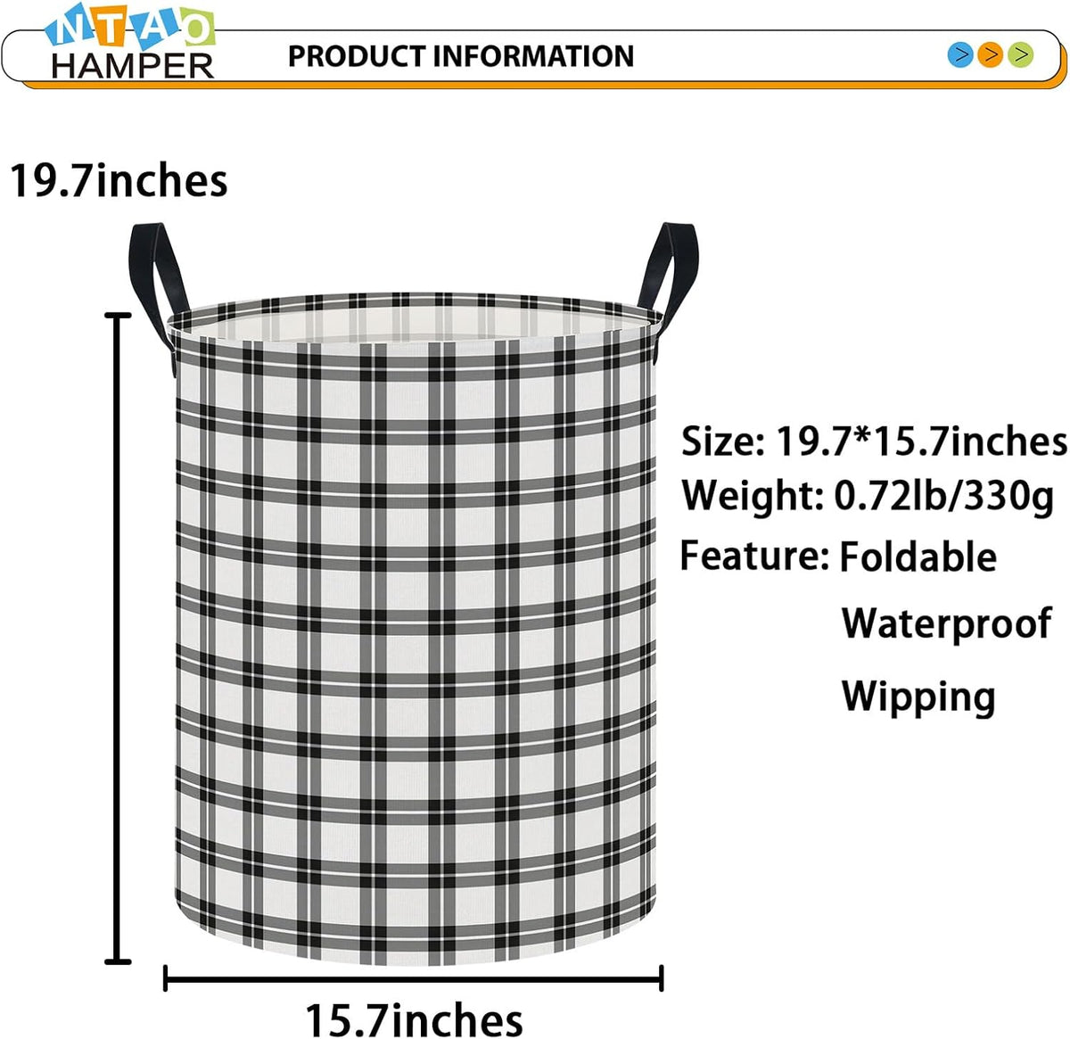 Large Round Canvas Linen Laundry Hamper,Waterproof Storage Bin for Books/Clothes, Laundry Basket, Gift Basket(Eucalyptus leaves)