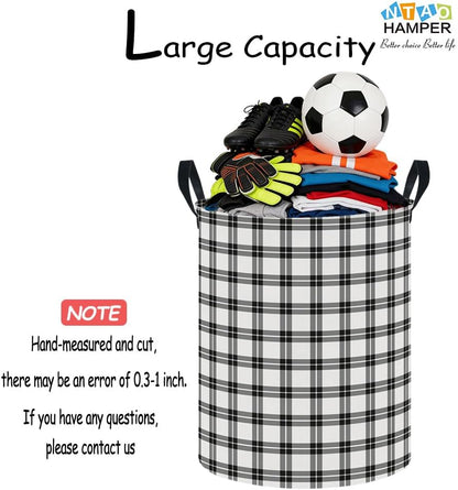 Large Round Canvas Linen Laundry Hamper,Waterproof Storage Bin for Books/Clothes, Laundry Basket, Gift Basket(Eucalyptus leaves)