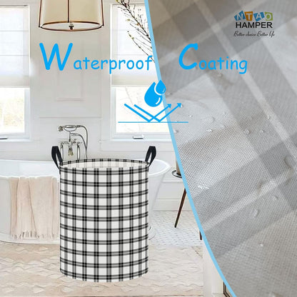 Large Round Canvas Linen Laundry Hamper,Waterproof Storage Bin for Books/Clothes, Laundry Basket, Gift Basket(Eucalyptus leaves)