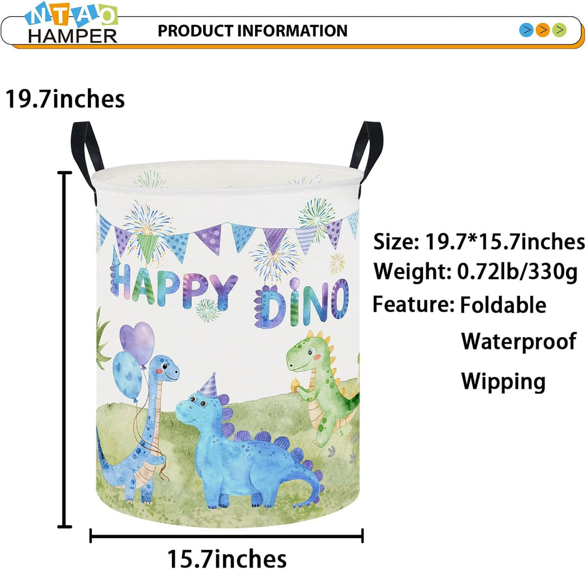 Large Round Canvas Linen Laundry Hamper,Waterproof Storage Bin for Books/Clothes, Laundry Basket, Gift Basket(Eucalyptus leaves)