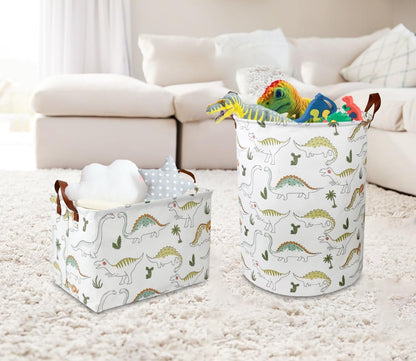 Large Round Canvas Linen Laundry Hamper,Waterproof Storage Bin for Books/Clothes, Laundry Basket, Gift Basket(Eucalyptus leaves)