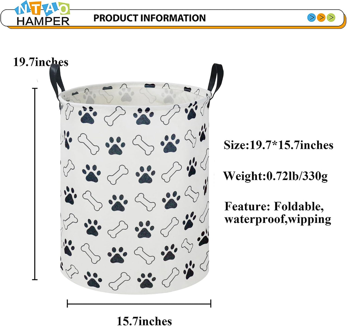 Large Round Canvas Linen Laundry Hamper,Waterproof Storage Bin for Books/Clothes, Laundry Basket, Gift Basket(Eucalyptus leaves)