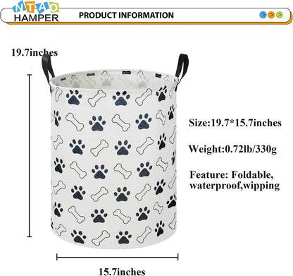 Large Round Canvas Linen Laundry Hamper,Waterproof Storage Bin for Books/Clothes, Laundry Basket, Gift Basket(Eucalyptus leaves)