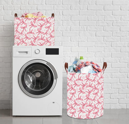 Large Round Canvas Linen Laundry Hamper,Waterproof Storage Bin for Books/Clothes, Laundry Basket, Gift Basket(Eucalyptus leaves)