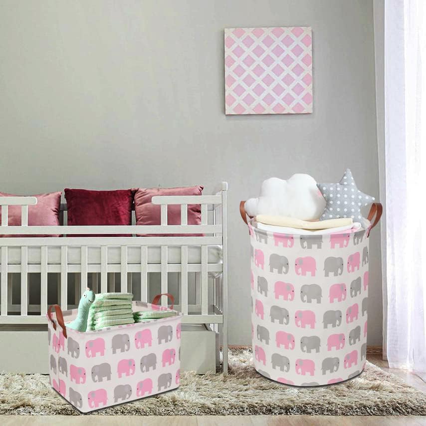 Large Round Canvas Linen Laundry Hamper,Waterproof Storage Bin for Books/Clothes, Laundry Basket, Gift Basket(Eucalyptus leaves)