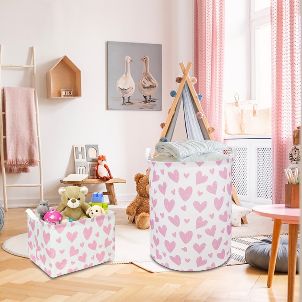 Large Round Canvas Linen Laundry Hamper,Waterproof Storage Bin for Books/Clothes, Laundry Basket, Gift Basket(Eucalyptus leaves)