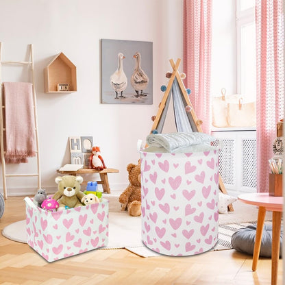 Large Round Canvas Linen Laundry Hamper,Waterproof Storage Bin for Books/Clothes, Laundry Basket, Gift Basket(Eucalyptus leaves)