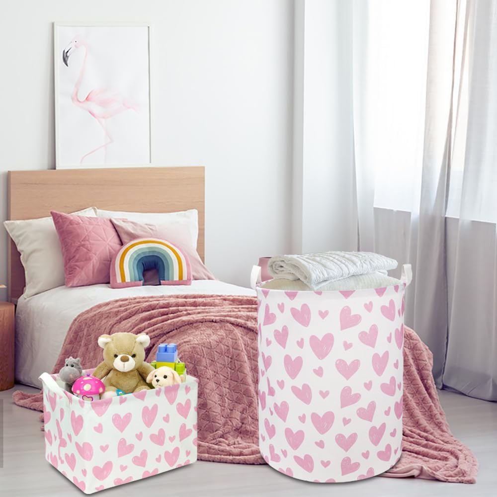 Large Round Canvas Linen Laundry Hamper,Waterproof Storage Bin for Books/Clothes, Laundry Basket, Gift Basket(Eucalyptus leaves)