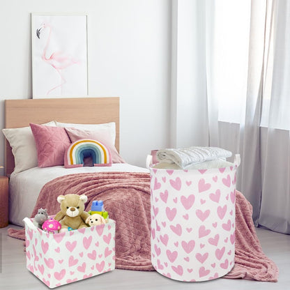 Large Round Canvas Linen Laundry Hamper,Waterproof Storage Bin for Books/Clothes, Laundry Basket, Gift Basket(Eucalyptus leaves)
