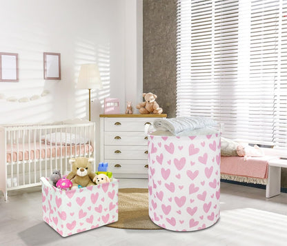 Large Round Canvas Linen Laundry Hamper,Waterproof Storage Bin for Books/Clothes, Laundry Basket, Gift Basket(Eucalyptus leaves)