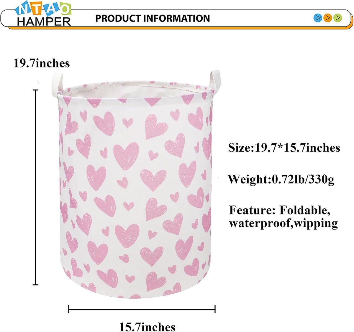 Large Round Canvas Linen Laundry Hamper,Waterproof Storage Bin for Books/Clothes, Laundry Basket, Gift Basket(Eucalyptus leaves)