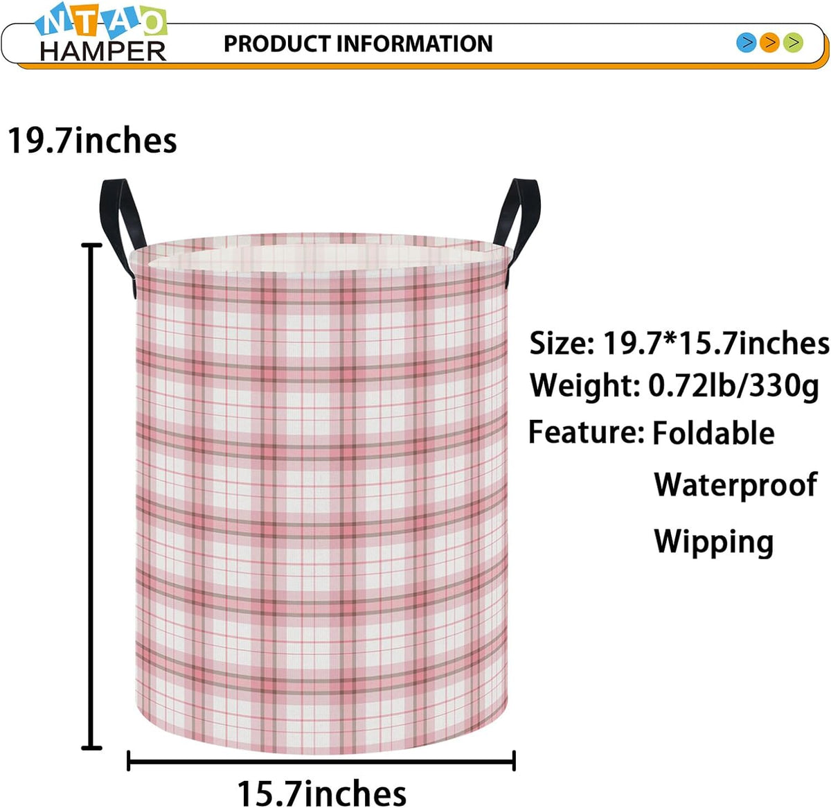 Large Round Canvas Linen Laundry Hamper,Waterproof Storage Bin for Books/Clothes, Laundry Basket, Gift Basket(Eucalyptus leaves)