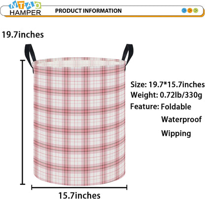 Large Round Canvas Linen Laundry Hamper,Waterproof Storage Bin for Books/Clothes, Laundry Basket, Gift Basket(Eucalyptus leaves)