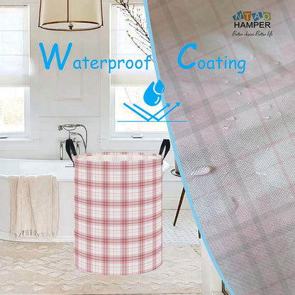 Large Round Canvas Linen Laundry Hamper,Waterproof Storage Bin for Books/Clothes, Laundry Basket, Gift Basket(Eucalyptus leaves)