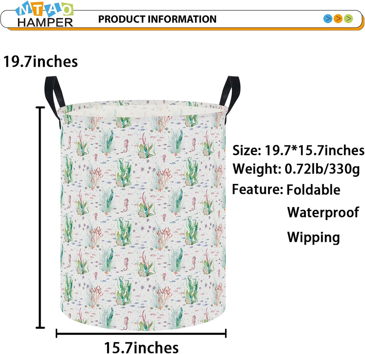 Large Round Canvas Linen Laundry Hamper,Waterproof Storage Bin for Books/Clothes, Laundry Basket, Gift Basket(Eucalyptus leaves)