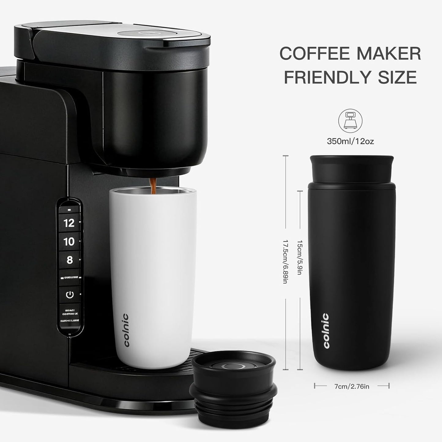Travel Coffee Mug with 360°Lid, 12 oz Coffee Tumbler Insulated Travel Mugs for Hot and Cold, Vacuum Insulated Stainless Steel Coffee Cup Leak Proof Spill Proof-Ivory Gray
