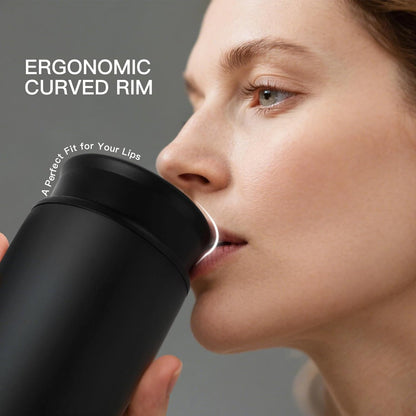 Travel Coffee Mug with 360°Lid, 12 oz Coffee Tumbler Insulated Travel Mugs for Hot and Cold, Vacuum Insulated Stainless Steel Coffee Cup Leak Proof Spill Proof-Ivory Gray
