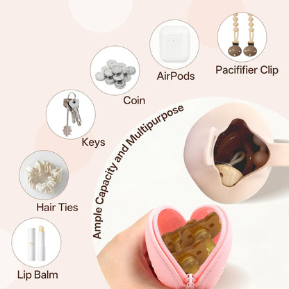 Silicone Pacifier Holder Case, Pacifiers Holder Pouch for Diaper Bag, Pacifier Storage Case for Baby Girl Boy, Outdoor On-The-Go Use, 2 Pack, Light Pink + Pink