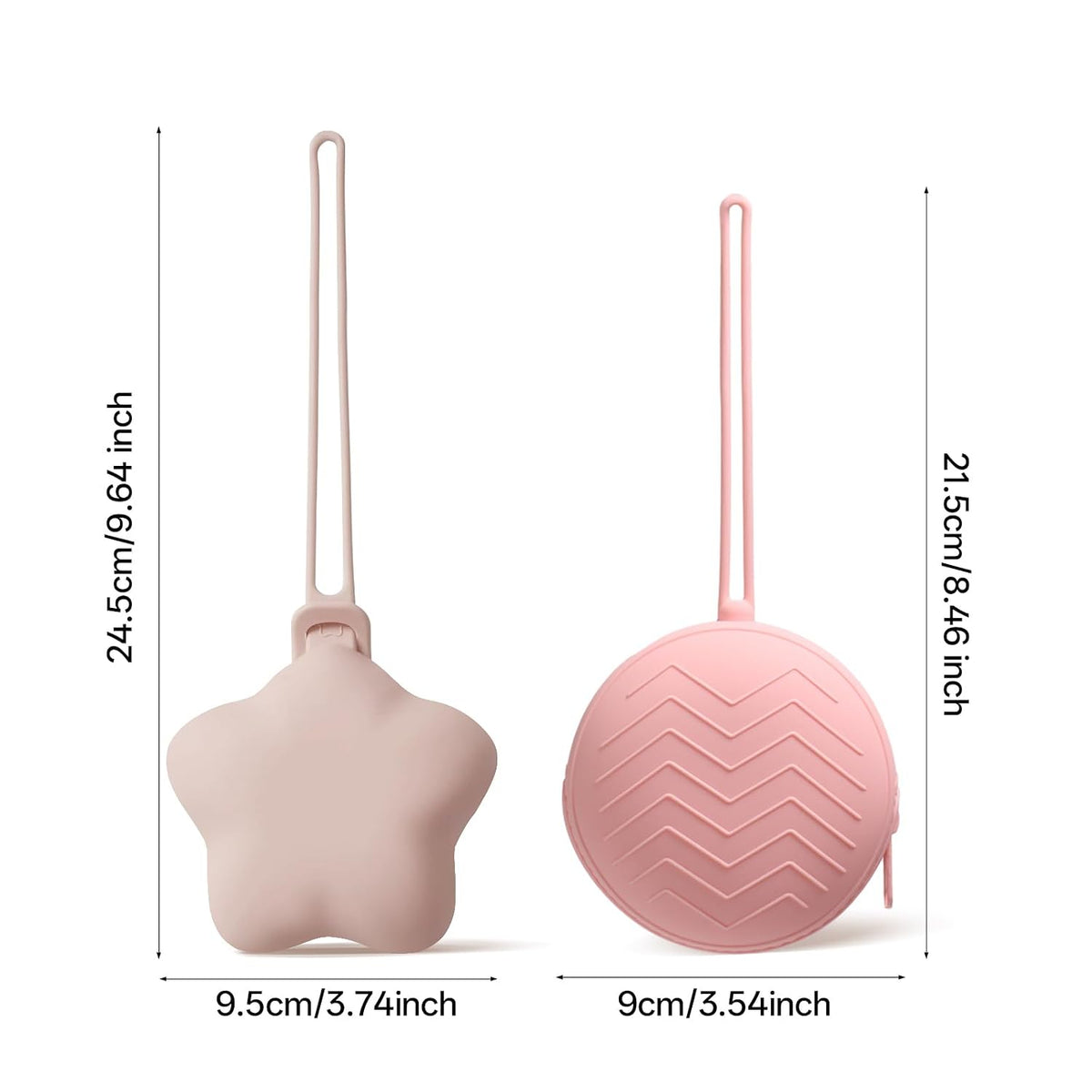 Silicone Pacifier Holder Case, Pacifiers Holder Pouch for Diaper Bag, Pacifier Storage Case for Baby Girl Boy, Outdoor On-The-Go Use, 2 Pack, Light Pink + Pink