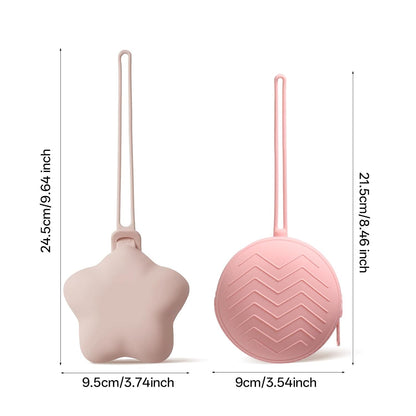 Silicone Pacifier Holder Case, Pacifiers Holder Pouch for Diaper Bag, Pacifier Storage Case for Baby Girl Boy, Outdoor On-The-Go Use, 2 Pack, Light Pink + Pink