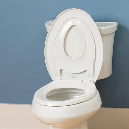 Little2Big Toilet Seat with Built-In Toddler Potty Training Seat, Slow Close, Easy to Install, Made in USA, ELONGATED, White