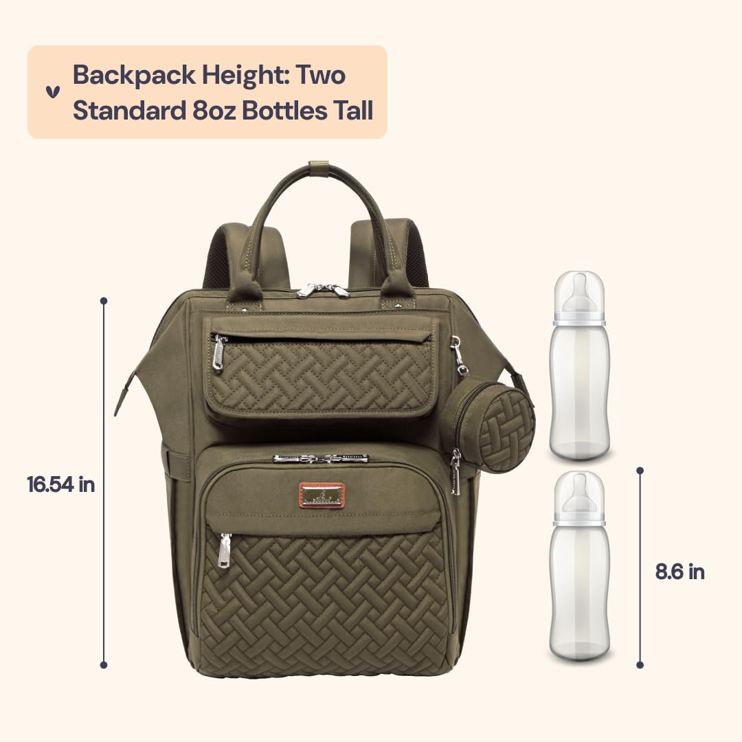 Diaper Bag Backpack, Multifunction Nappy Changing Bag with Changing Pad, Stroller Straps & Pacifier Case, Unisex Stylish Travel Back Pack for Moms & Dads – Apricot & Black