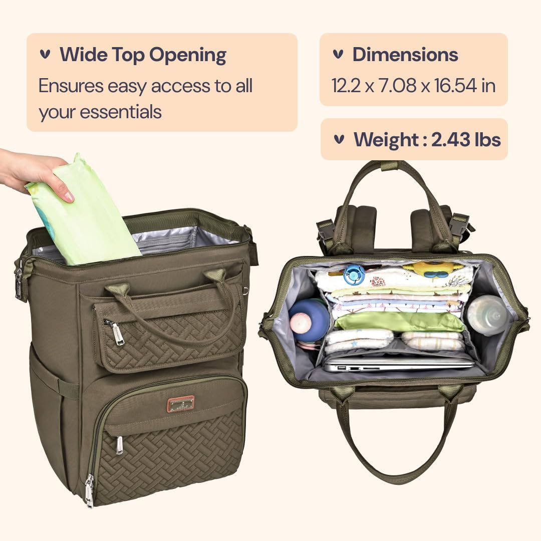 Diaper Bag Backpack, Multifunction Nappy Changing Bag with Changing Pad, Stroller Straps & Pacifier Case, Unisex Stylish Travel Back Pack for Moms & Dads – Apricot & Black