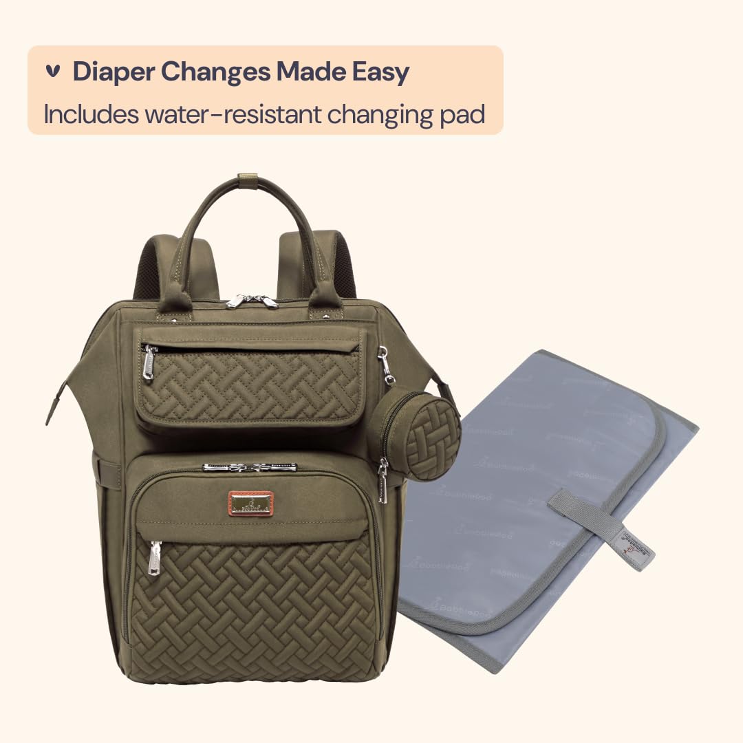 Diaper Bag Backpack, Multifunction Nappy Changing Bag with Changing Pad, Stroller Straps & Pacifier Case, Unisex Stylish Travel Back Pack for Moms & Dads – Apricot & Black
