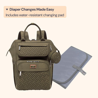 Diaper Bag Backpack, Multifunction Nappy Changing Bag with Changing Pad, Stroller Straps & Pacifier Case, Unisex Stylish Travel Back Pack for Moms & Dads – Apricot & Black