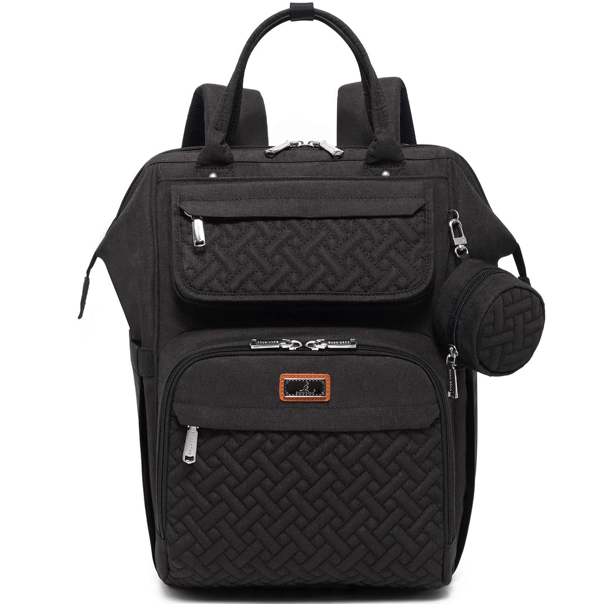 Diaper Bag Backpack, Multifunction Nappy Changing Bag with Changing Pad, Stroller Straps & Pacifier Case, Unisex Stylish Travel Back Pack for Moms & Dads – Apricot & Black