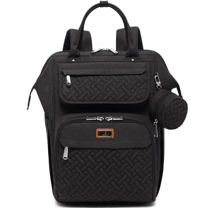 Diaper Bag Backpack, Multifunction Nappy Changing Bag with Changing Pad, Stroller Straps & Pacifier Case, Unisex Stylish Travel Back Pack for Moms & Dads – Apricot & Black