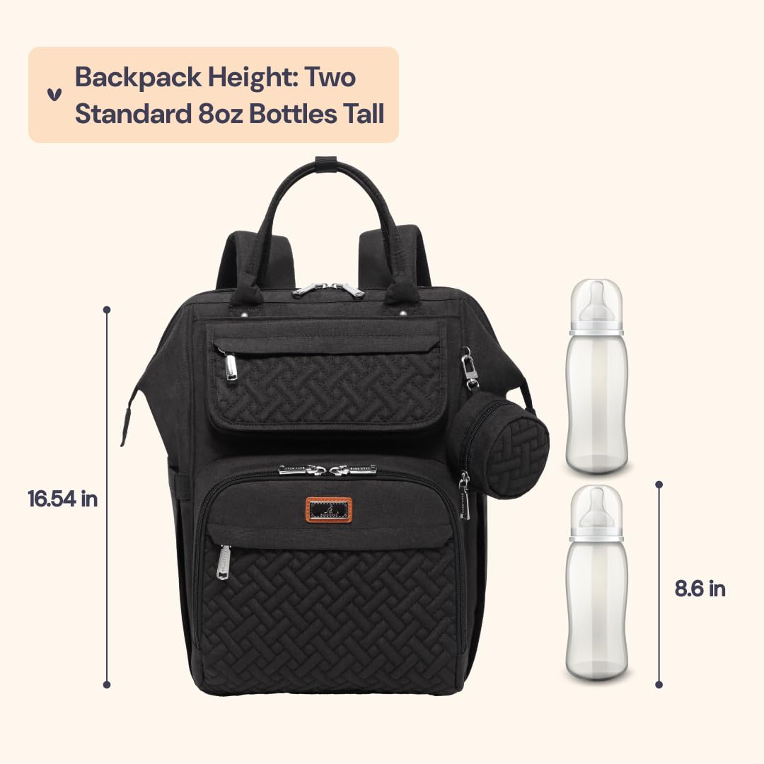 Diaper Bag Backpack, Multifunction Nappy Changing Bag with Changing Pad, Stroller Straps & Pacifier Case, Unisex Stylish Travel Back Pack for Moms & Dads – Apricot & Black