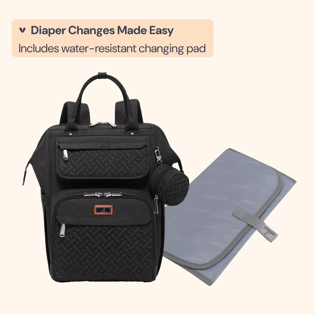 Diaper Bag Backpack, Multifunction Nappy Changing Bag with Changing Pad, Stroller Straps & Pacifier Case, Unisex Stylish Travel Back Pack for Moms & Dads – Apricot & Black