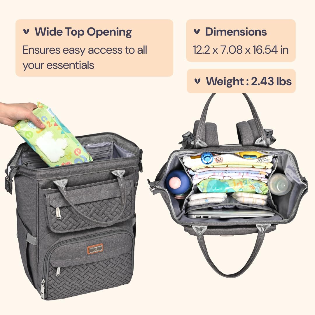 Diaper Bag Backpack, Multifunction Nappy Changing Bag with Changing Pad, Stroller Straps & Pacifier Case, Unisex Stylish Travel Back Pack for Moms & Dads – Apricot & Black
