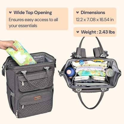 Diaper Bag Backpack, Multifunction Nappy Changing Bag with Changing Pad, Stroller Straps & Pacifier Case, Unisex Stylish Travel Back Pack for Moms & Dads – Apricot & Black