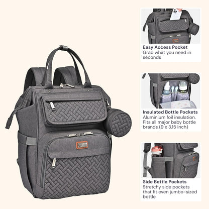 Diaper Bag Backpack, Multifunction Nappy Changing Bag with Changing Pad, Stroller Straps & Pacifier Case, Unisex Stylish Travel Back Pack for Moms & Dads – Apricot & Black