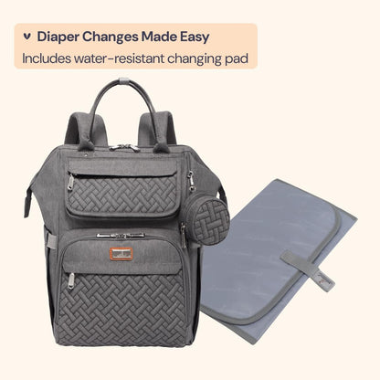 Diaper Bag Backpack, Multifunction Nappy Changing Bag with Changing Pad, Stroller Straps & Pacifier Case, Unisex Stylish Travel Back Pack for Moms & Dads – Apricot & Black