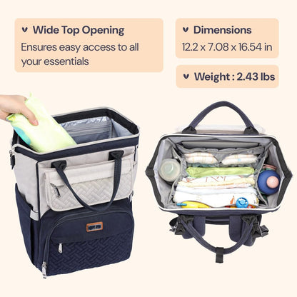 Diaper Bag Backpack, Multifunction Nappy Changing Bag with Changing Pad, Stroller Straps & Pacifier Case, Unisex Stylish Travel Back Pack for Moms & Dads – Apricot & Black